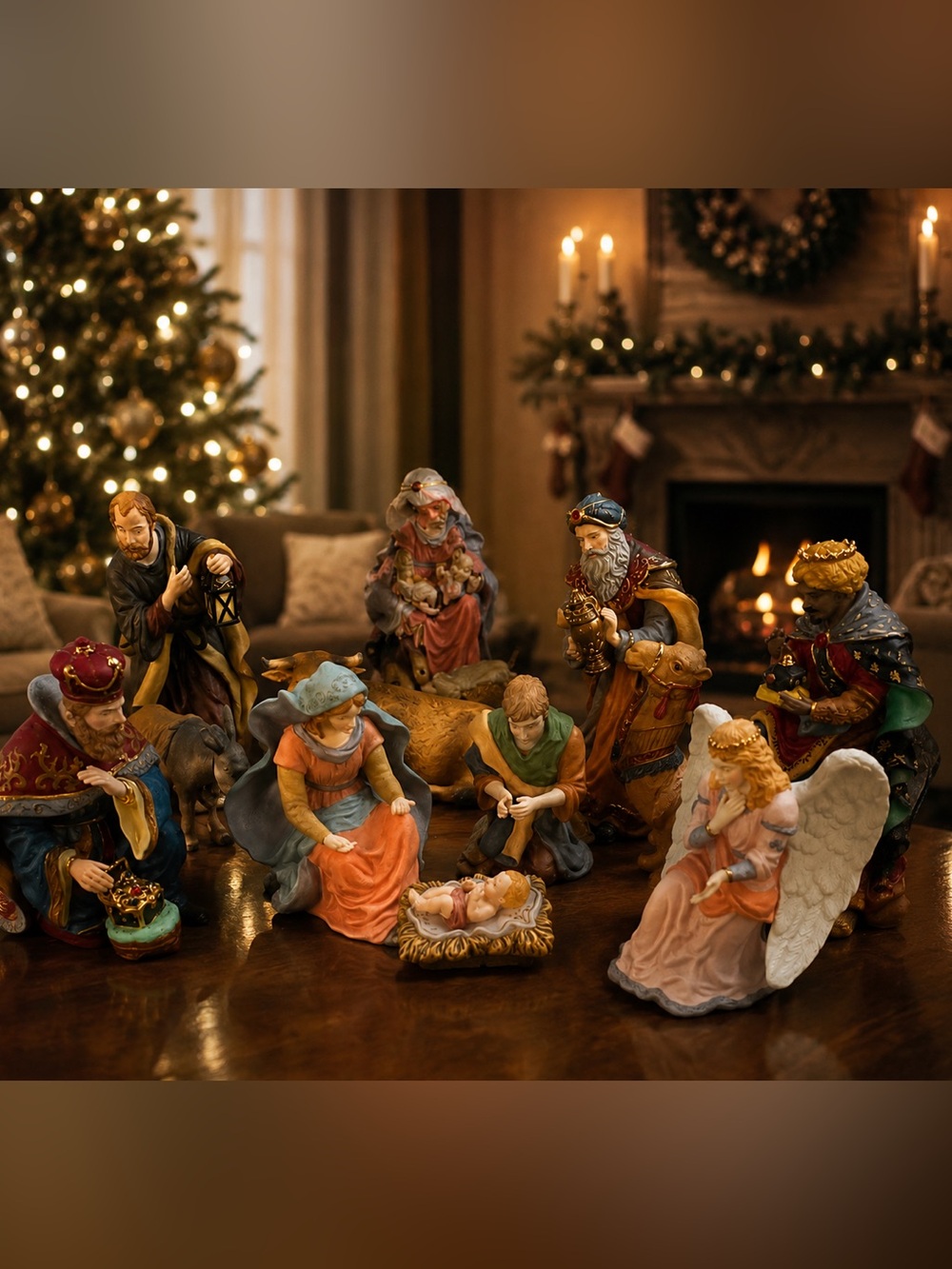 Kirkland Signature #139880 Vintage 1990s 12-Piece Porcelain Nativity Set in box